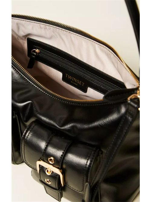 SHOULDER BAG WITH POCKETS AND BUCKLES TWIN SET | 252TD803000006 NERO